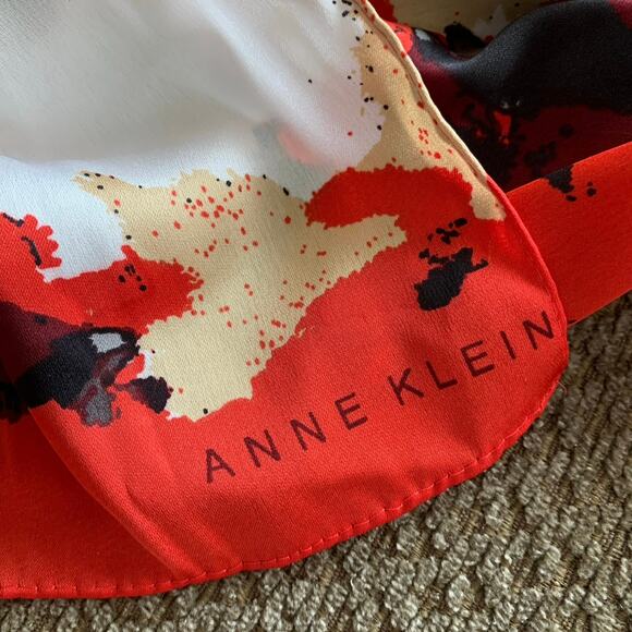 Designer Anne Klein Polyester Oblong Fashion Scarf RED Dappling Splotches - Picture 5 of 7